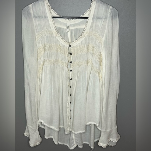 Lucky Brand Tops - Free People Blue Bird Smocked Top— Small